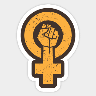 feminist fist, women symbol, girl power, equality women's era (yellow) Sticker